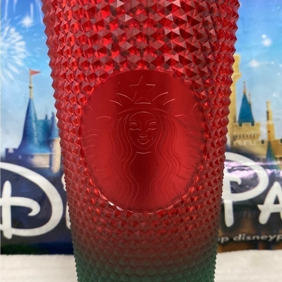 DISNEY World Starbucks Travel Tumbler - Christmas Red And Green - Picture 7 of 8